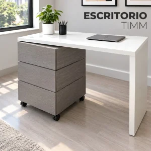 Escritorio Giratorio Moderno Timm con Cajonera y Ruedas