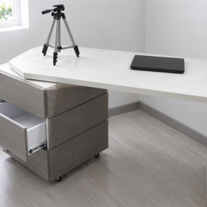 Escritorio giratorio con cajonera móvil 360° gris